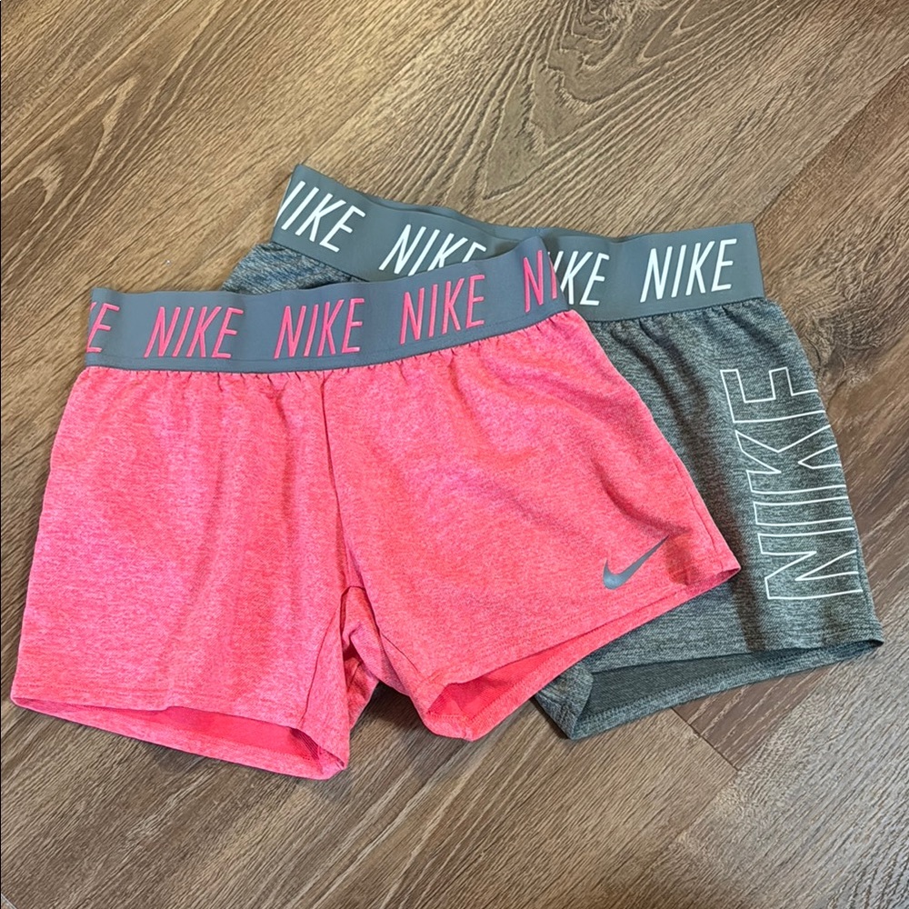 Girls Nike Pink and Gray Athletic Shorts Lightweight Dri-Fit
